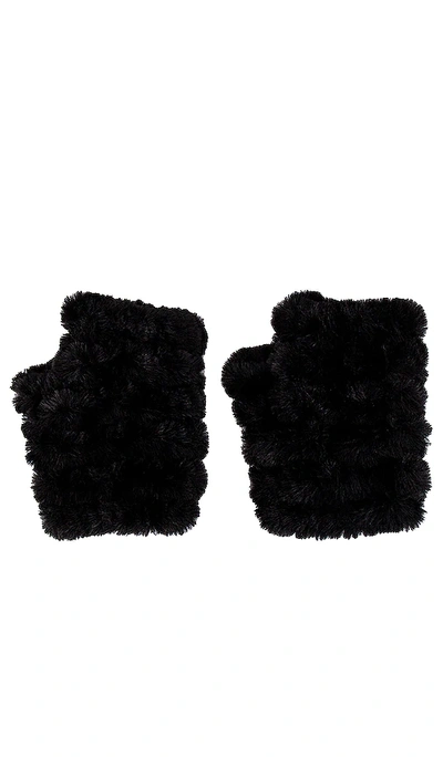 Jocelyn Mandy Fingerless Faux Fur Mittens In Black