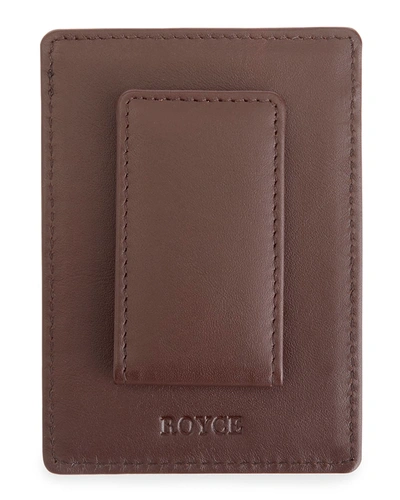 Royce New York Monogrammed Leather Magnetic Money Clip Wallet In Brown