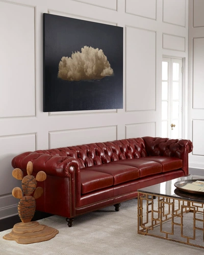 Shop Massoud Davidson 119" Four-cushion Chesterfield Sofa In Red Wine