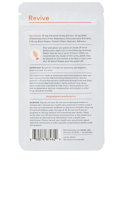 The Good Patch Revive Hemp Patch 4 Count In N,a