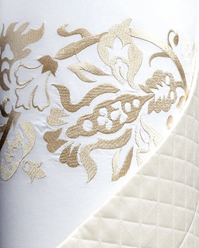Shop Sferra Full/queen Plumes Embroidered Duvet Cover In Indigo