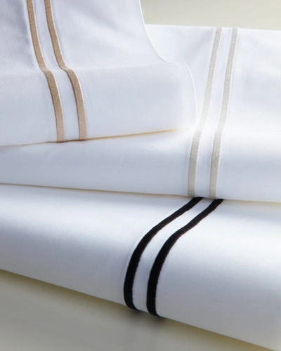 Shop Sferra Grande Hotel Full/queen Flat Sheet In White/taupe