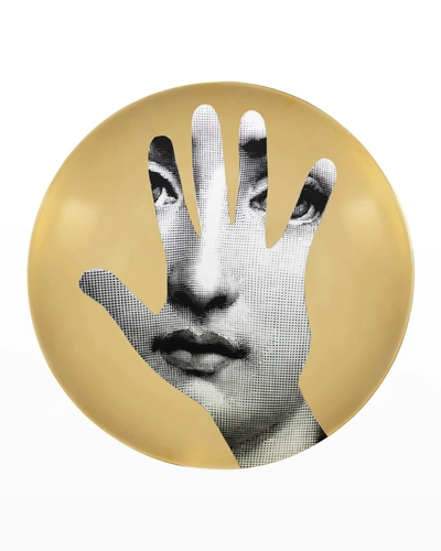 Shop Fornasetti Tema E Variazioni N. 15 Face In Hand Gold Wall Plate