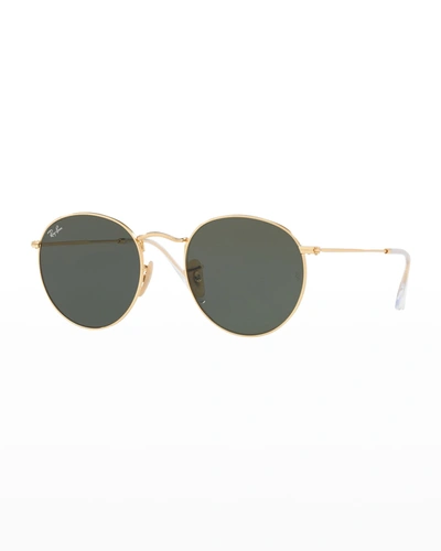 Shop Ray Ban Gradient Round Metal Sunglasses, 53mm In Green Pattern