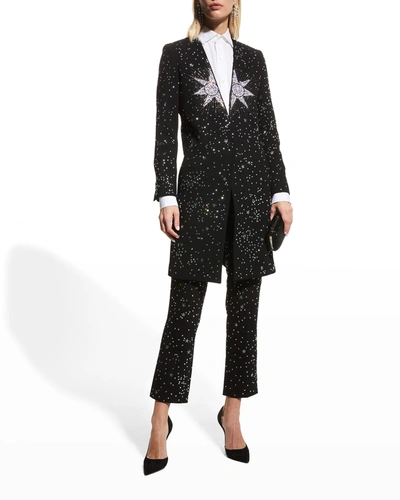 Shop Libertine Pink Star Rhinestoned Wool Coat In Black