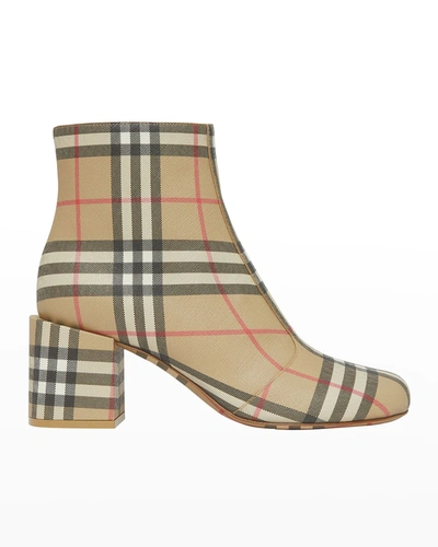 Shop Burberry Armdale Vintage Check Zip Ankle Boots In Archive Beige Chk