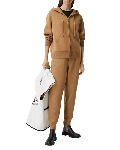 Shop Burberry Cashmere-blend Hooded Top In Camel