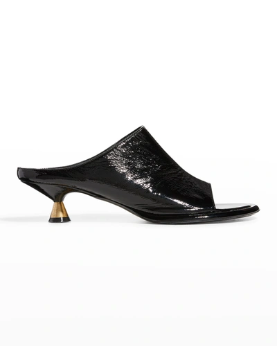 Shop Khaite Watts Calfskin Kitten-heel Sandals In Black
