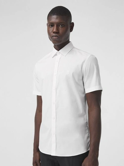 Shop Burberry Stretch Cotton Shirt In White