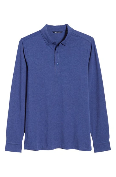 Cutter & Buck Advantage Drytec Long Sleeve Performance Polo In Tour Blue Heather