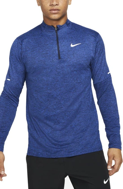 Shop Nike Dri-fit Element Half Zip Running Pullover In Obsidian/ Game Royal/ Silver