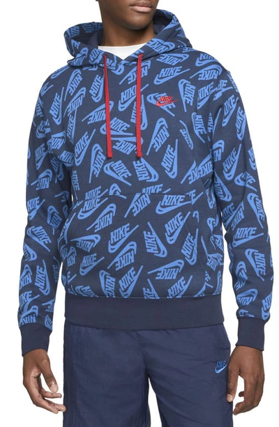 Shop Nike Sportswear Essential Hoodie In Midnight Navy/ University Red