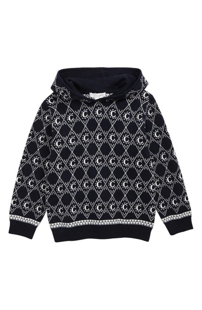 Shop Chloé Kids' C Motif Hooded Sweater In Navy