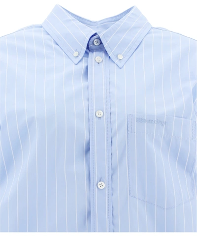 Shop Balenciaga "twisted" Striped Shirt In Light Blue