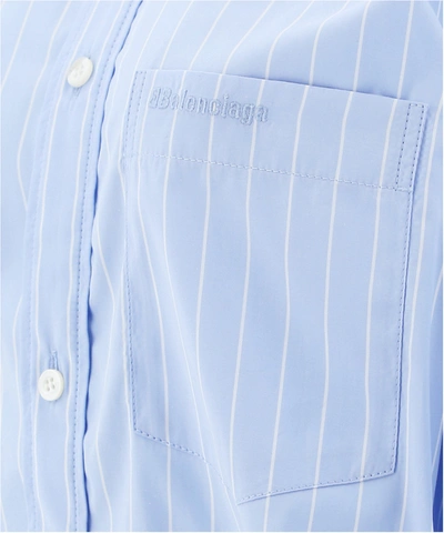 Shop Balenciaga "twisted" Striped Shirt In Light Blue