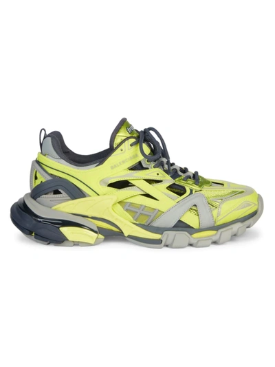 Shop Balenciaga Men's Track.2 Sneakers In Acid Green Grey