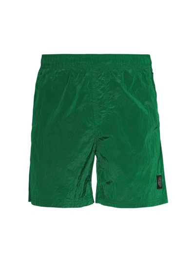 Shop Stone Island Elastic Waistband Swim Shorts In Green