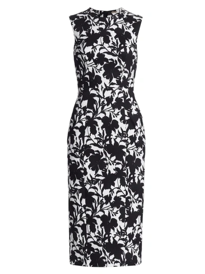 Shop Adam Lippes Floral Print Sheath Dress In Black Ikat