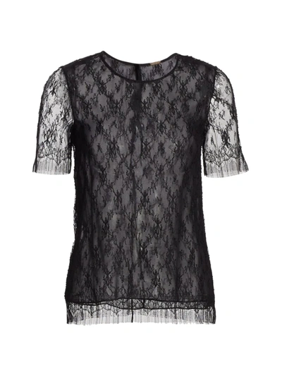 Shop Adam Lippes Women's Embroidered Chantilly Lace Top In Black