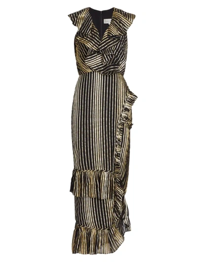 Shop Saloni Women's Anita Midi Dress In Black Light Gold