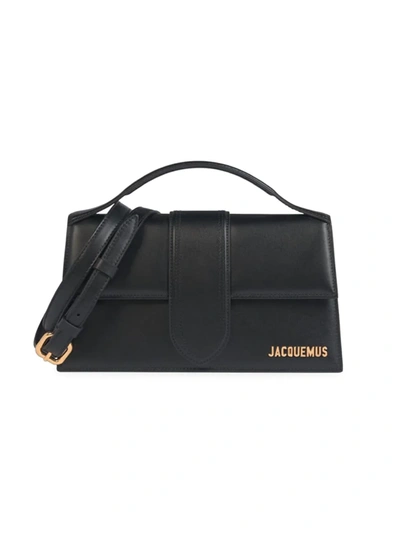 Shop Jacquemus Women's Le Grand Bambino Leather Top Handle Bag In Black