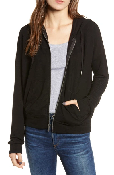 Shop Splendid Active Zip Hoodie In Black