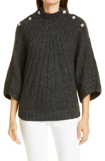 Shop Ba&sh Barthy Button Shoulder Sweater In Carbone