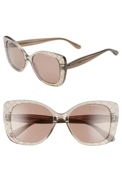 Shop Bottega Veneta 53mm Cat Eye Sunglasses In Brown/ Brown