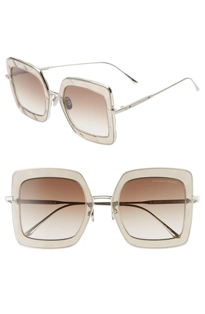 Shop Bottega Veneta 51mm Gradient Square Sunglasses In Silver/ Brown
