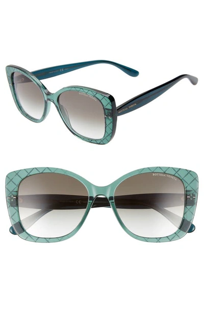 Shop Bottega Veneta 53mm Cat Eye Sunglasses In Green/ Green