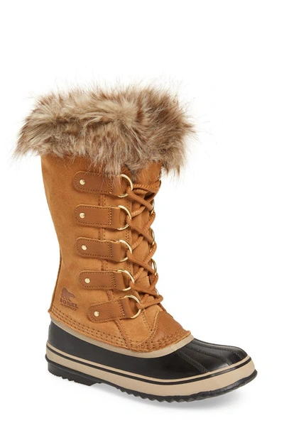 Shop Sorel Joan Of Arctic Faux Fur Waterproof Snow Boot In Camel Brown Suede