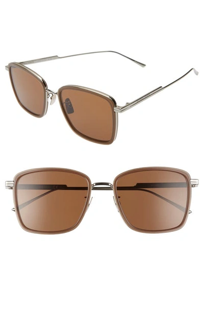 Shop Bottega Veneta 55mm Square Sunglasses In Brown/ Grey