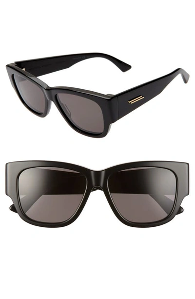 Shop Bottega Veneta 55mm Cateye Sunglasses In Black/ Grey