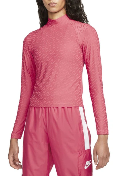 Nike Sportswear Icon Clash Mock Neck Long Sleeve Top In Archaeo Pink |  ModeSens