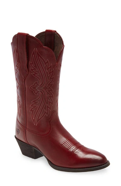 Ariat Heritage Toe Stretch Leather Western Boot In Rosy Red