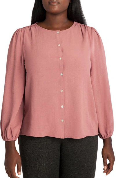 Shop Adyson Parker Puff Sleeve Button-up Shirt In Haute Mauve V0778