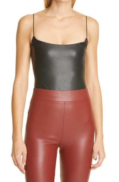 Shop Alix Nyc Hirst Faux Leather Bodysuit In Black
