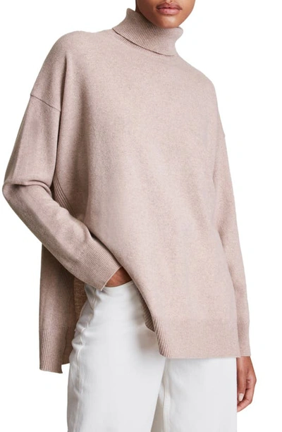 Shop Allsaints Gala Cashmere Turtleneck Sweater In Pashmina Pink