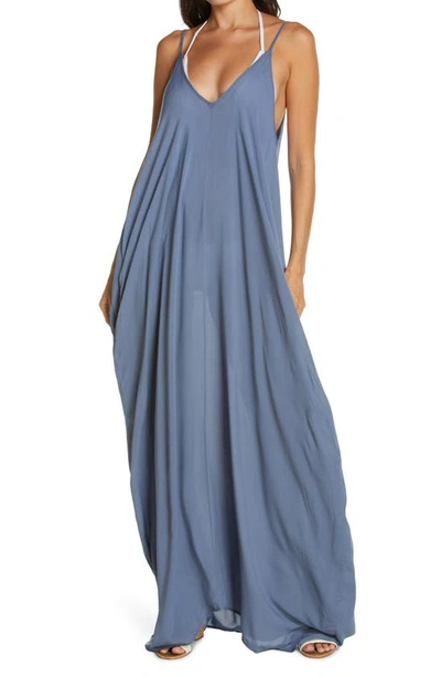 Shop Elan Cover-up Maxi Dress In Denim Blue