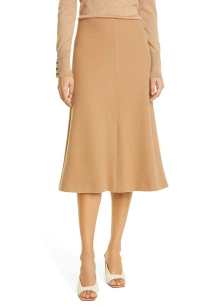 Shop Hugo Boss Vitalana Wool Blend A-line Skirt In Camel