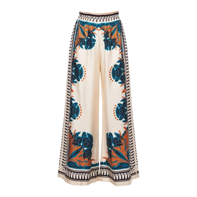 La Doublej Florence-print Silk Twill Palazzo Pants In Florence Placée