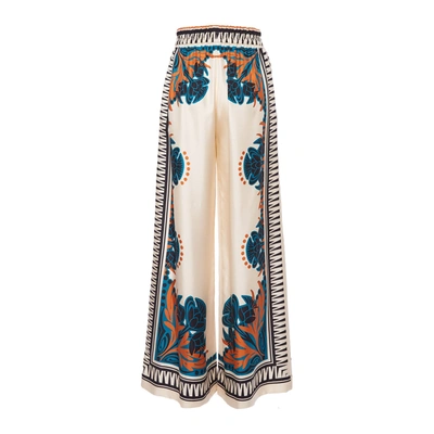 La Doublej Florence-print Silk Twill Palazzo Pants In Florence Placée