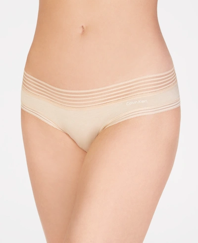 Shop Calvin Klein Striped-waist Hipster Underwear Qd3672 In Bare (nude )