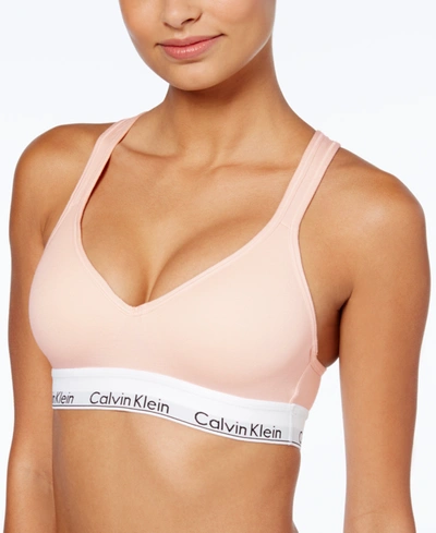 Shop Calvin Klein Women's Modern Cotton Padded Bralette Qf1654 In Nymph's Thigh (nude )