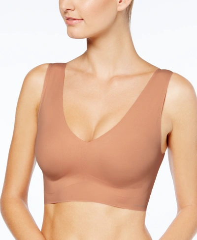 Shop Calvin Klein Invisibles Comfort V-neck Comfort Bralette Qf4708 In Light Chestnut (nude )