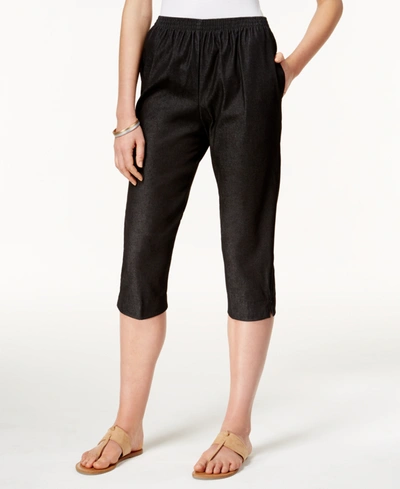Shop Alfred Dunner Classics Pull-on Cropped Denim Pants In Black