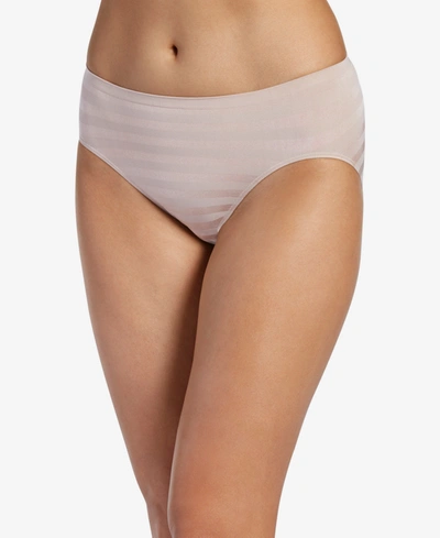 Shop Jockey Seamfree Matte And Shine Hi-cut Underwear 1306, Extended Sizes In Sandy Shimmer (nude )