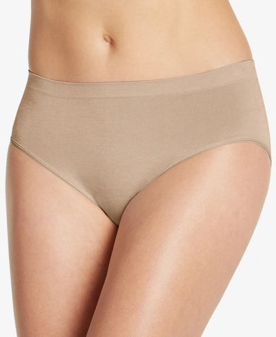 Shop Jockey Smooth And Shine Seamfree Heathered Hi Cut Underwear 2188, Available In Extended Sizes In Light (nude )