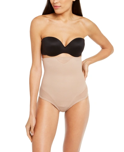 Shop Miraclesuit Women's Extra Firm Tummy-control High-waist Sheer Thong 2778 In Stucco (nude )