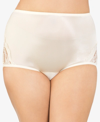 Shop Vanity Fair Perfectly Yours Lace Nouveau Nylon Brief Underwear 13001, Extended Sizes Available In Candleglow (nude )